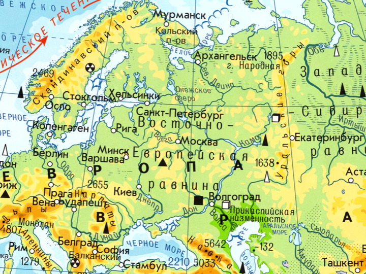 Восточно европейская равнина карта